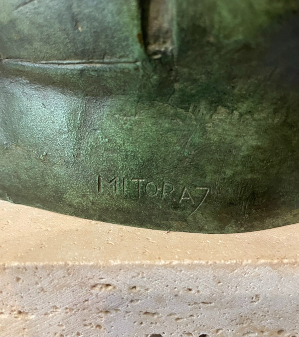 Igor Mitoraj - Buste en bronze “Helios” - Sculpture