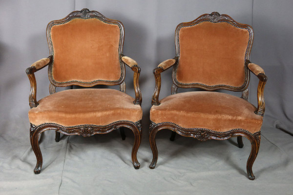 Pair Of Louis XV Armchairs 18th Century