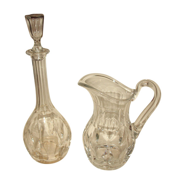 Cristal Saint Louis carafe and pitcher in cut crystal from the 20th century