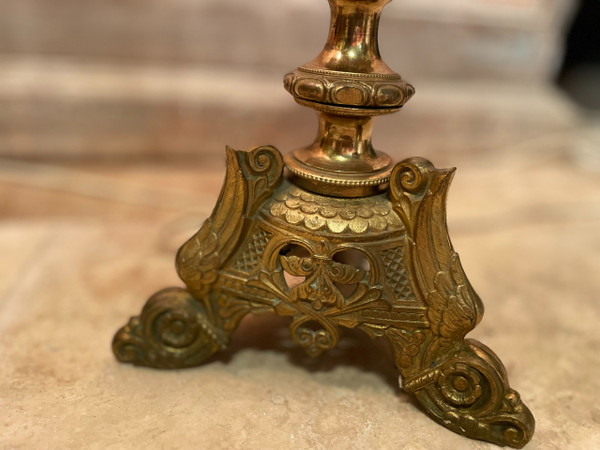 Grande Paire de candélabres en bronze doré - XIXe