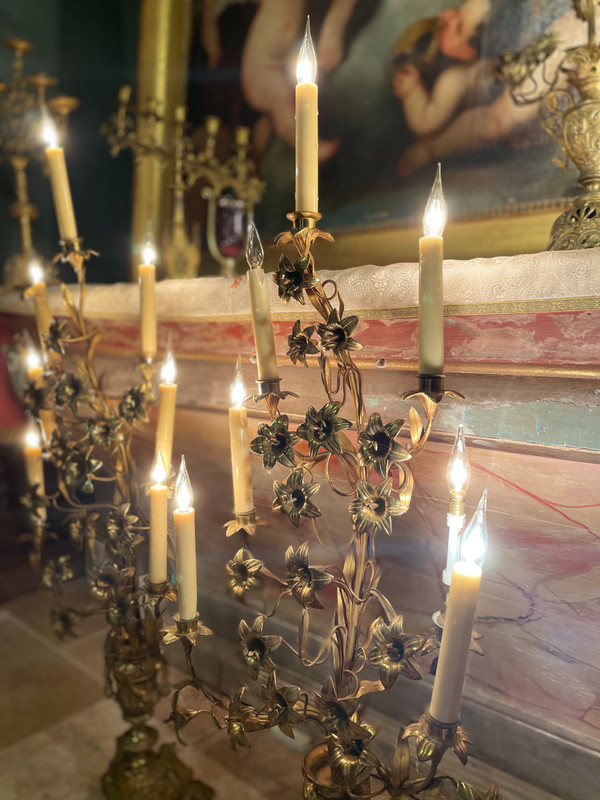 Grande Paire de candélabres en bronze doré - XIXe