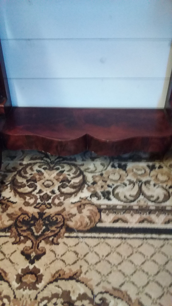 Piccola console apribile con cassetto in stile Impero con cintura in mogano XIX secolo