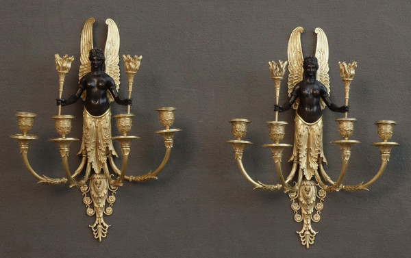 Pair of Important Empire Period Wall Lights