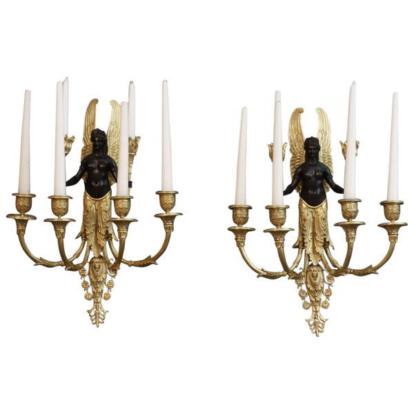 Pair of Important Empire Period Wall Lights