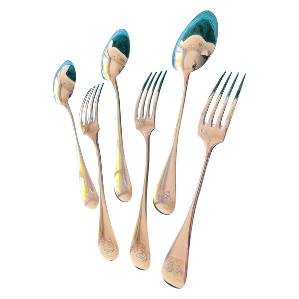 3 solid silver cutlery sets.