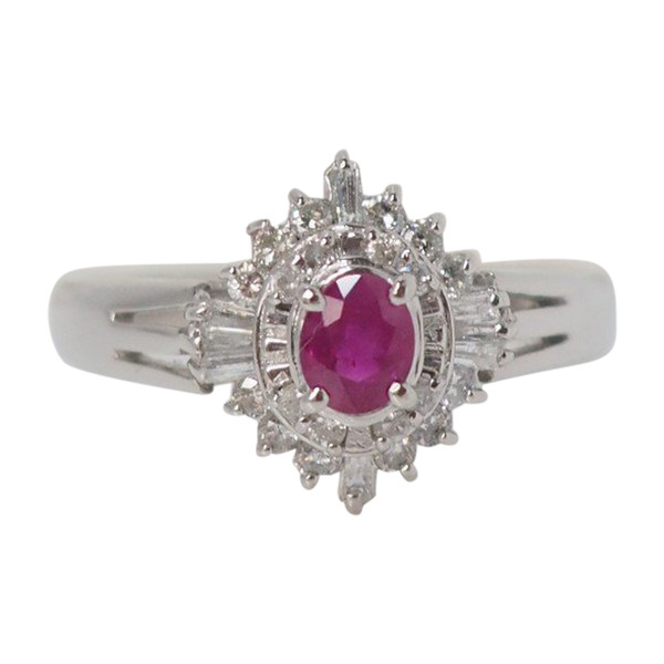 Anello in platino con rubini e diamanti certificati