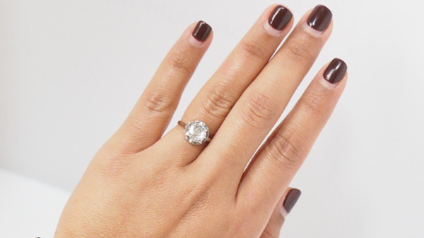 Anello Solitario Antico In Platino E Diamanti