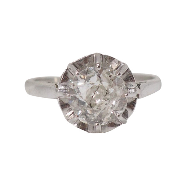 Anello Solitario Antico In Platino E Diamanti