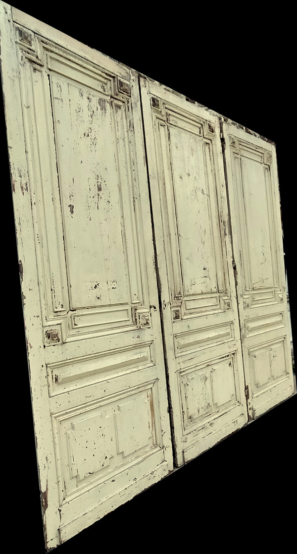 Three Large Old Doors from the 19th Century Haussmann Period, Woodwork Cupboards