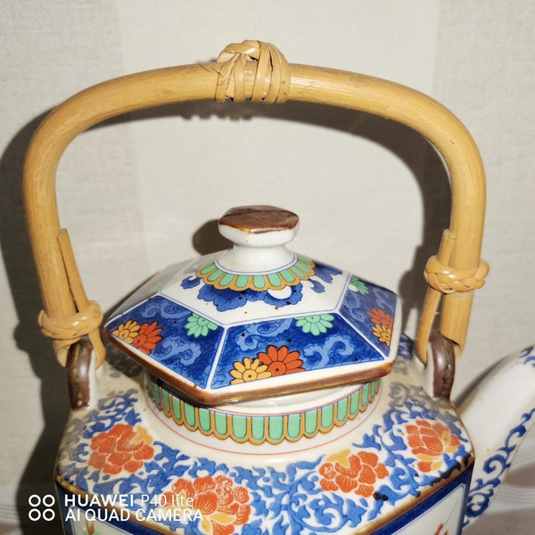 hexagonal teapot with stove and Japanese porcelain tea pot with 6 glasses