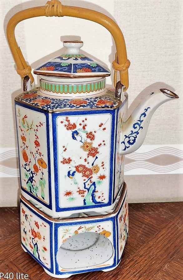 hexagonal teapot with stove and Japanese porcelain tea pot with 6 glasses