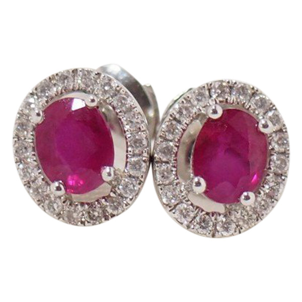 White Gold, Ruby And Diamond Earrings