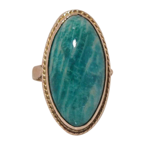 Vintage-Ring aus Gelbgold und Amazonitstein