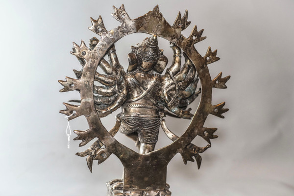 Scultura Ganesh in bronzo placcato argento