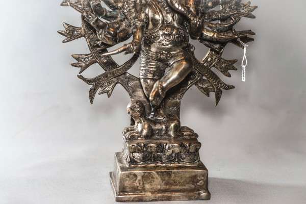Scultura Ganesh in bronzo placcato argento