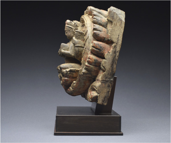 Nepal, 14th-15th century, Solid wood panel representing Vishnu's shakti