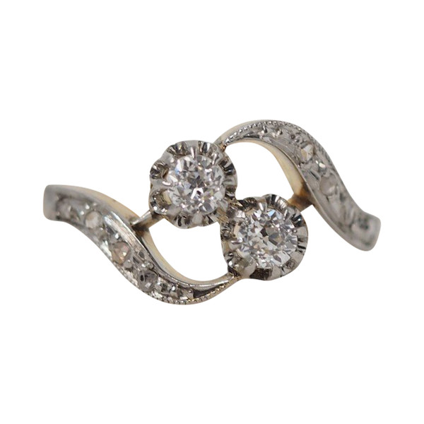 Anello Croce In Oro Bicolore E Diamanti