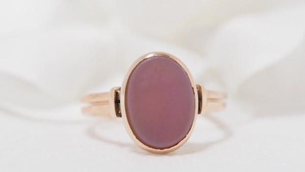 Anello In Oro Rosa E Calcedonio