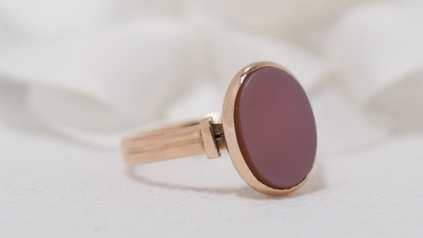 Anello In Oro Rosa E Calcedonio