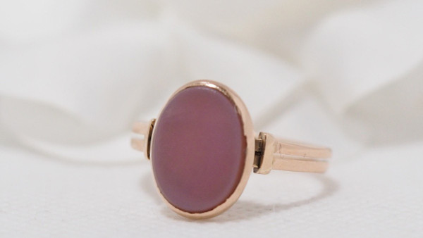 Anello In Oro Rosa E Calcedonio