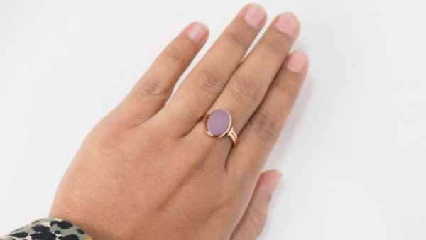 Anello In Oro Rosa E Calcedonio