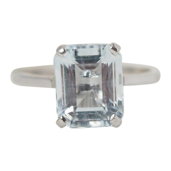 Anello In Oro Bianco E Acquamarina