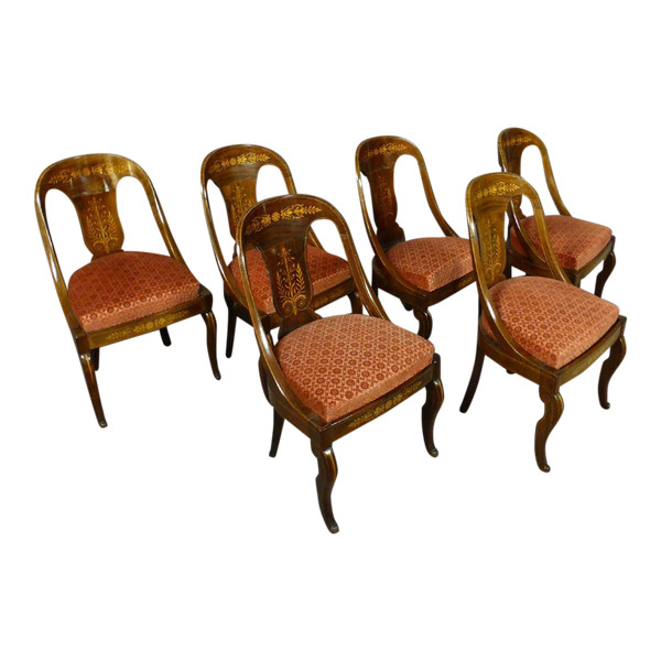 Suite De Six Chaises Charles X Estampillées "Allard"