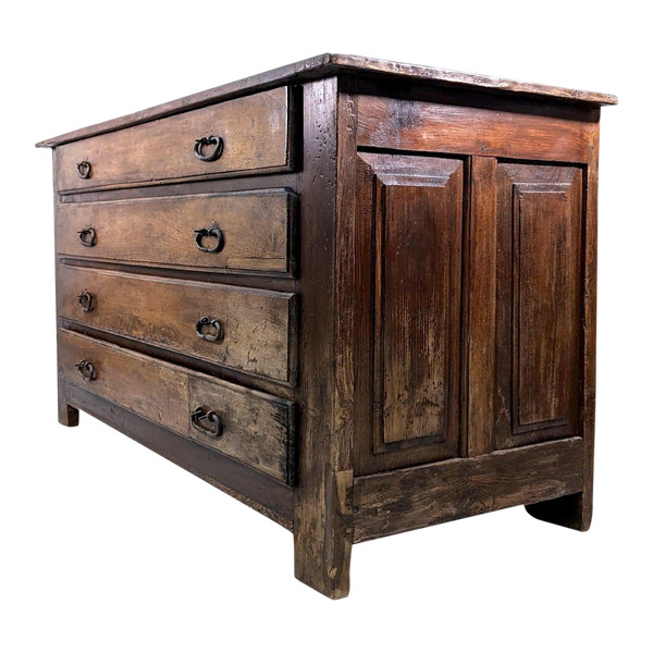 Comò Rustico In Legno Bianco Fine XVIII Secolo, Inizio XIX Secolo