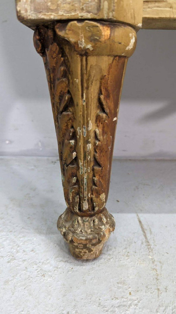 Lit De Style Louis XVI Laqué Et Doré Tapisserie Florale époque 1900