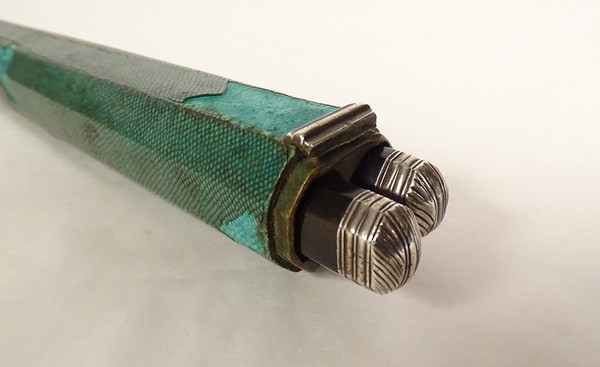 2 Reisemesser aus Silber, Stahl und Ebenholz, Cutler Baker, 18. Galuchat-Koffer