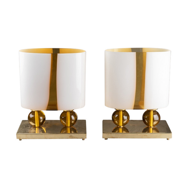 Paire De Lampes En Verre Murano, Design Italien XXe Siècle