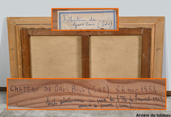 Grand Tableau « Château de Gros Bois », signé A.Mémin – 1954