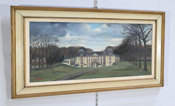 Grand Tableau « Château de Gros Bois », signé A.Mémin – 1954