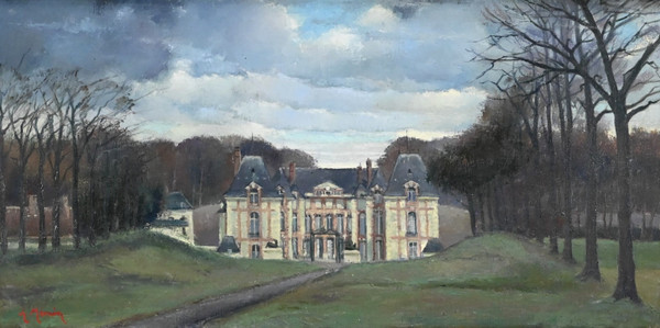 Grand Tableau « Château de Gros Bois », signé A.Mémin – 1954