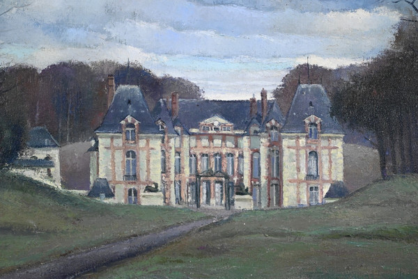 Grand Tableau « Château de Gros Bois », signé A.Mémin – 1954