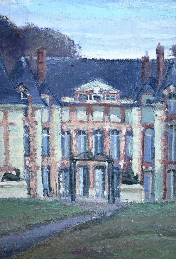 Grand Tableau « Château de Gros Bois », signé A.Mémin – 1954
