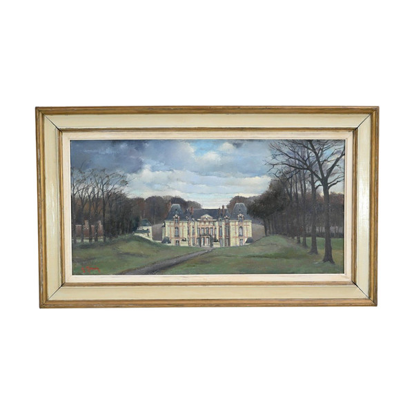 Grand Tableau « Château de Gros Bois », signé A.Mémin – 1954