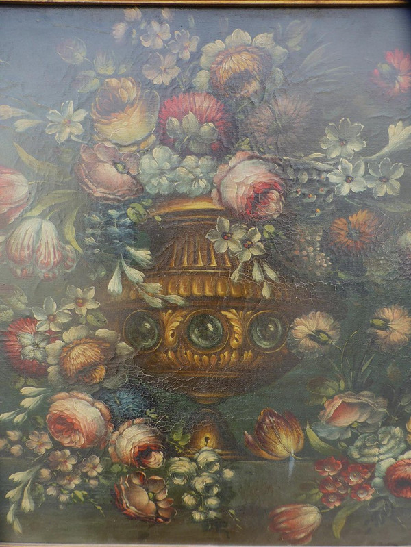 Tableau XIXème siècle Bouquet De Fleurs