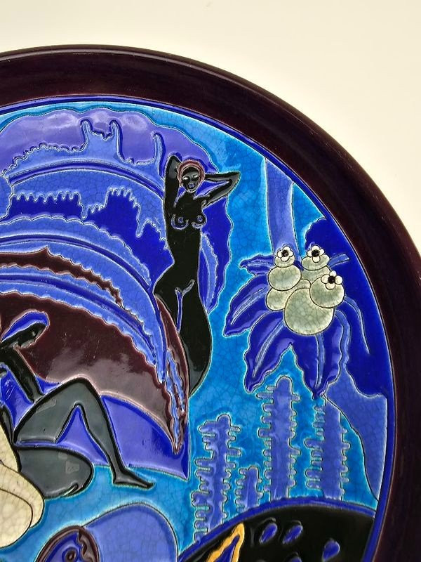 Longwy Art Deco Wandbecher „Die Badegäste“