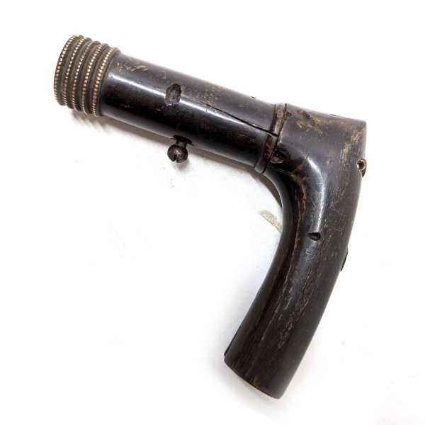Canne Fusil De Collection Pommeau En Corne , Fut En Bambou XIXème