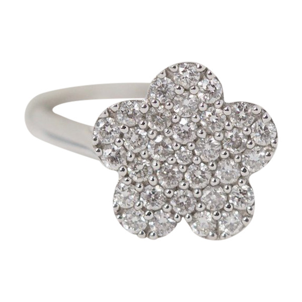 Anello Fiore In Oro Bianco E Diamanti