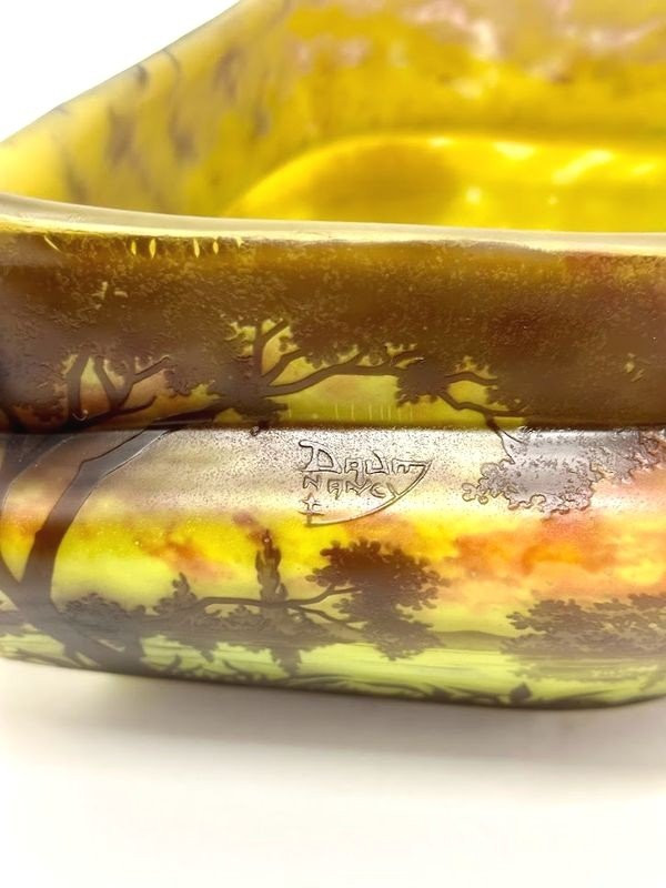 Daum Nancy Art Nouveau Bowl "Lake Landscape"