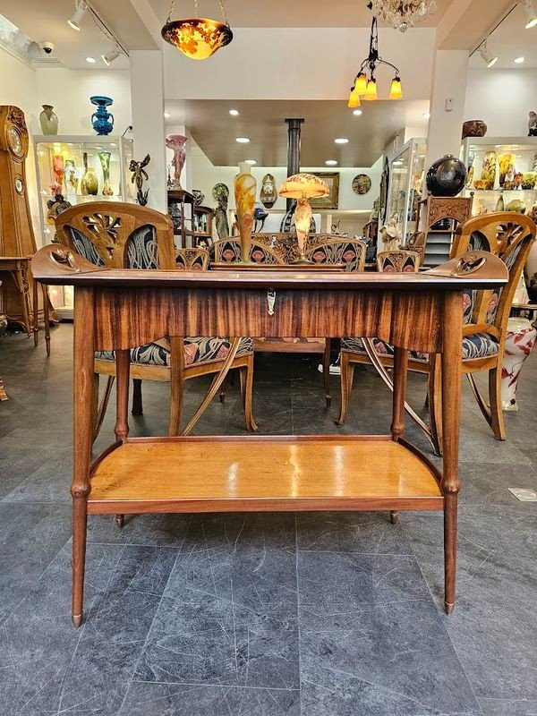 Table Servante Majorelle Art Nouveau "Cyclamens "