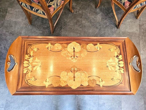 Table Servante Majorelle Art Nouveau "Cyclamens "