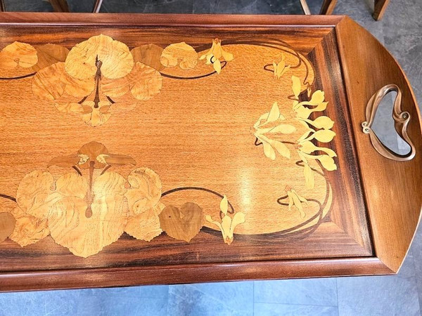 Table Servante Majorelle Art Nouveau "Cyclamens "
