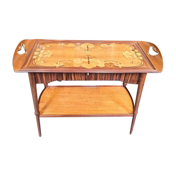 Table Servante Majorelle Art Nouveau "Cyclamens "