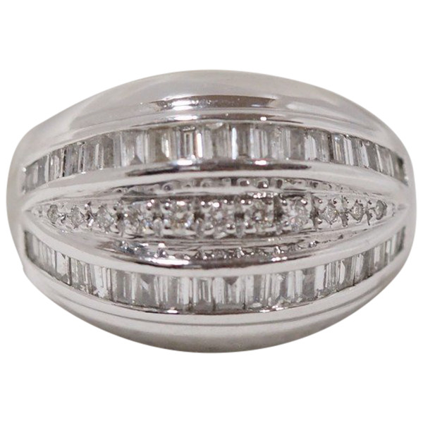 Bague Jonc En Or Gris Sertie De Diamants