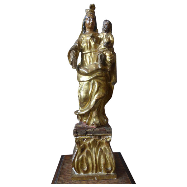 Virgin and Child, Polychrome Wood, XVIIth Century, Italy
