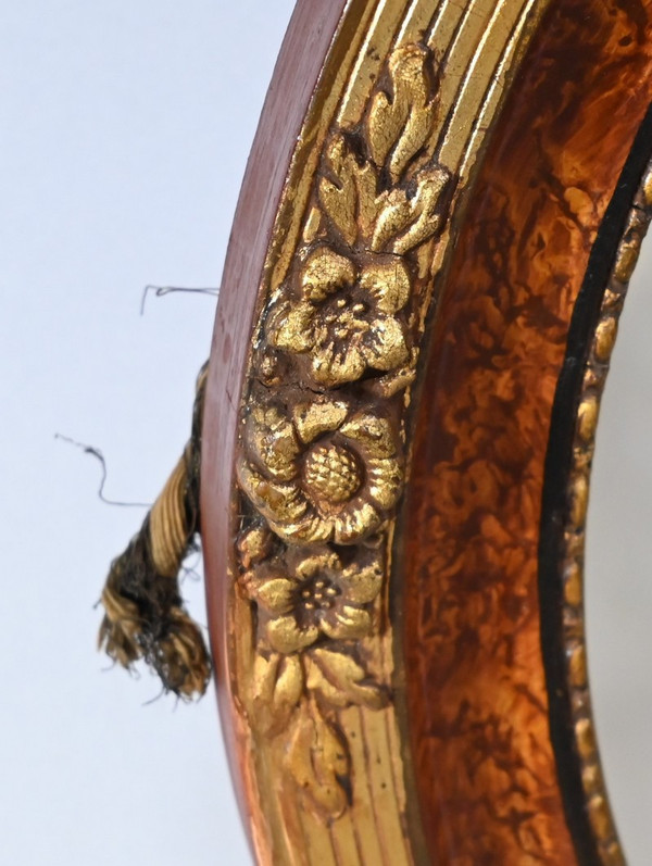 Ovaler Spiegel aus goldenem Holz – frühes 20. Jahrhundert