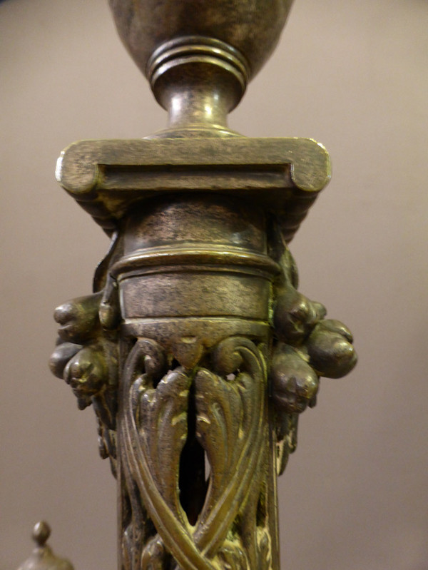 Pair Of Andirons In Silver Bronze